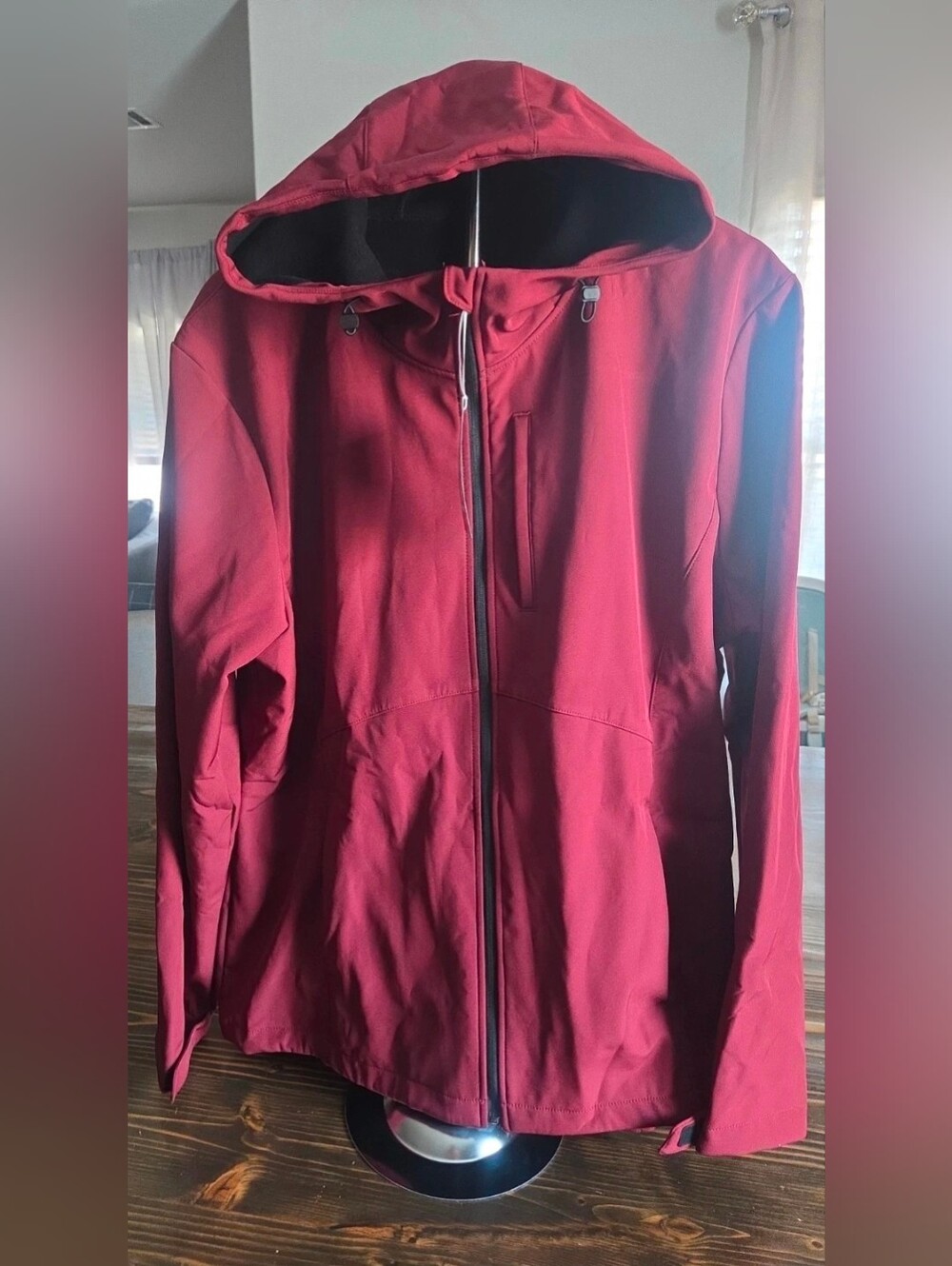 Hooded Softshell Windbreaker Outdoor Active Jacket - Burgundy Maroon